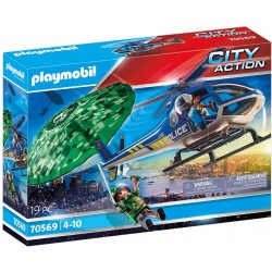Playmobil City Action Helicóptero Policía Persecución Paracaídas 70569