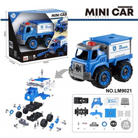 Diy Mini Camion P/ Armar C/ Herramientas Policia Isakito IK0063/4/5/6