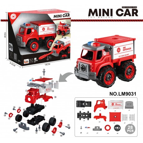 Diy Mini Camion P/ Armar C/ Herramientas Bombero Isakito
