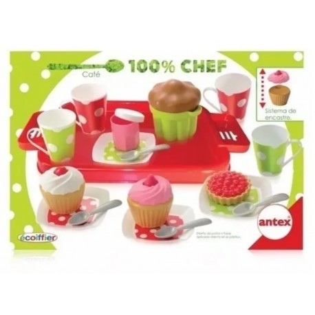 Bandeja de Cafe Con Cupcakes 100% Chef Comidas Encastre Antex 1145