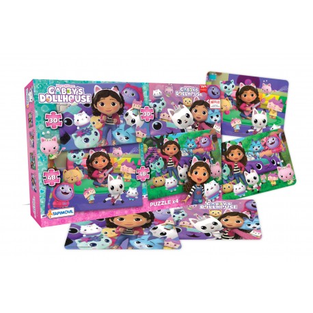 Puzzle Rompecabezas Gabby´s Dollhouse 4 en 1 Tapimovil UGD01016